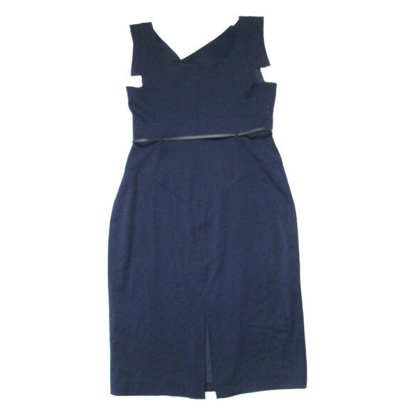 NWT Black Halo Jackie in Eclipse Stretch Gabardine Belted Sheath Dress 14 $375 - Picture 8 of 10